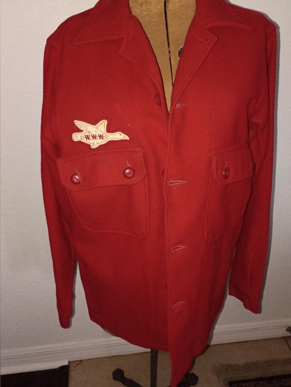 Vintage Men's Red Wool Boy scout Field Jacket
